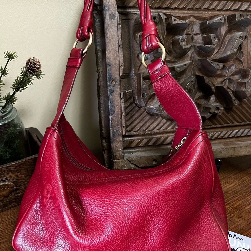 Talbot’s Red Pebbled Leather Hobo Shoulder Bag